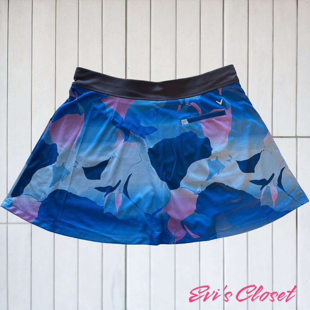 Callaway Blue Floral Golf Skort with Black Waistband